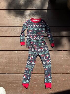 Hanna Andersson Kids Fair Isle Pajama Set - Red & Navy